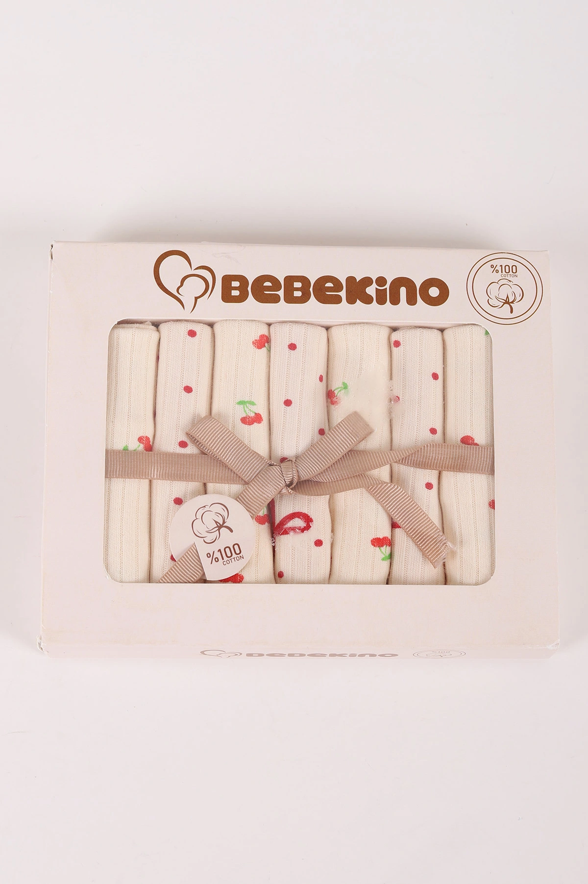 Ekru 7'li Kutulu Desenli Bebek Mendil 456006