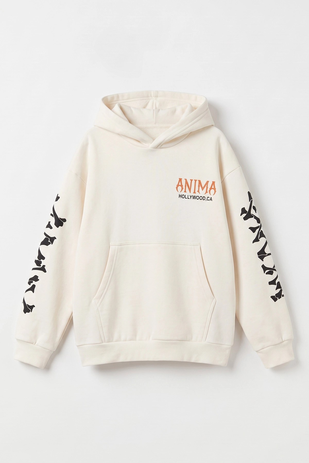 Ekru (9-16 Yaş) Kapüşonlu İçi Şardonlu Erkek Çocuk Sweatshirt 495809