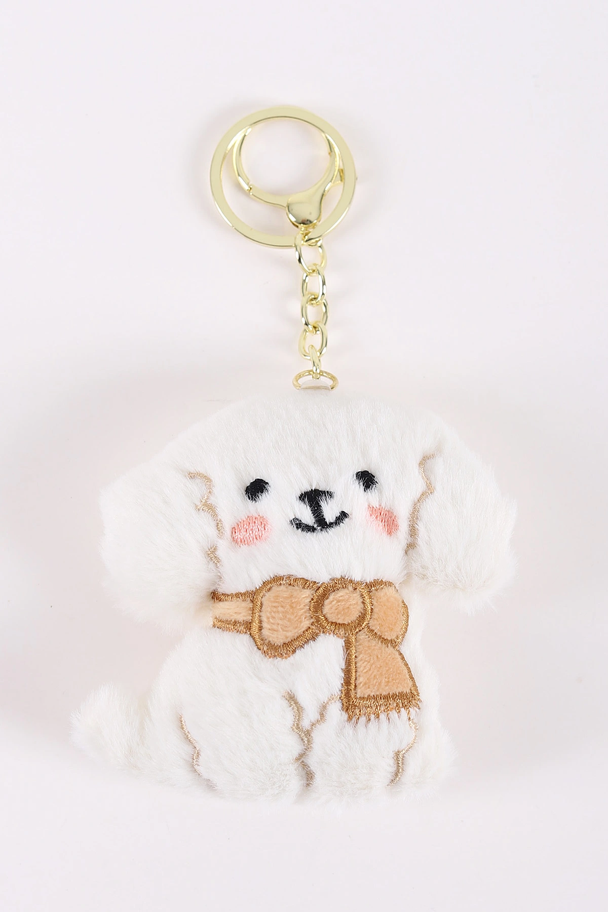 Ekru Atkılı Köpek Nakışlı Peluş Anahtarlık&Çanta Süsü 445932