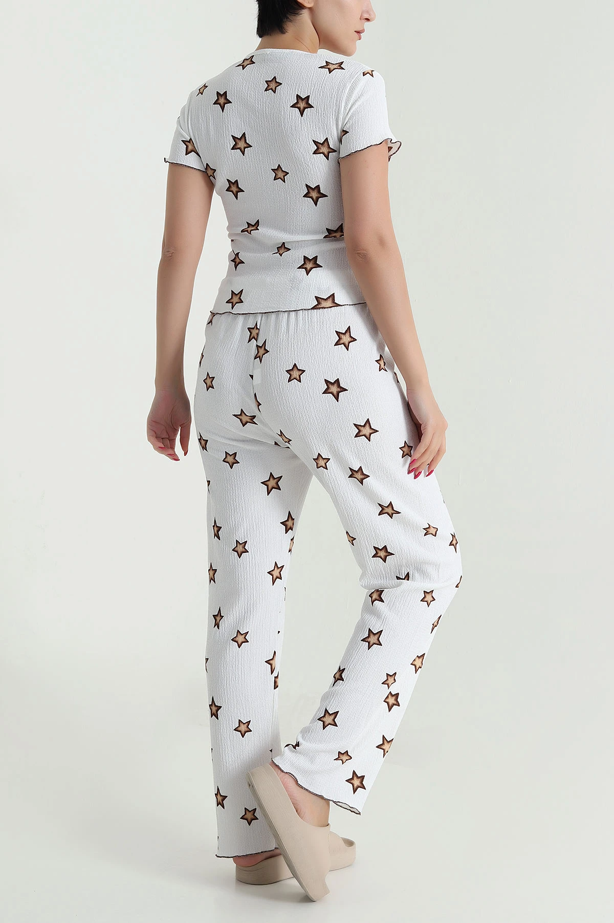 Ekru Bürümcük Kadın Pijama Takımı 479582