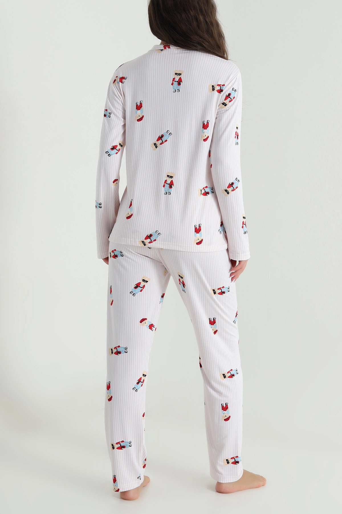 Ekru Düğmeli Milan Kadın Pijama Takımı 486255