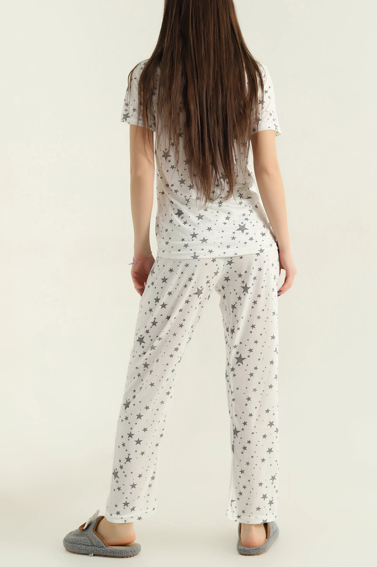 Ekru Düğmeli Viskon Kadın Pijama Takımı 347360