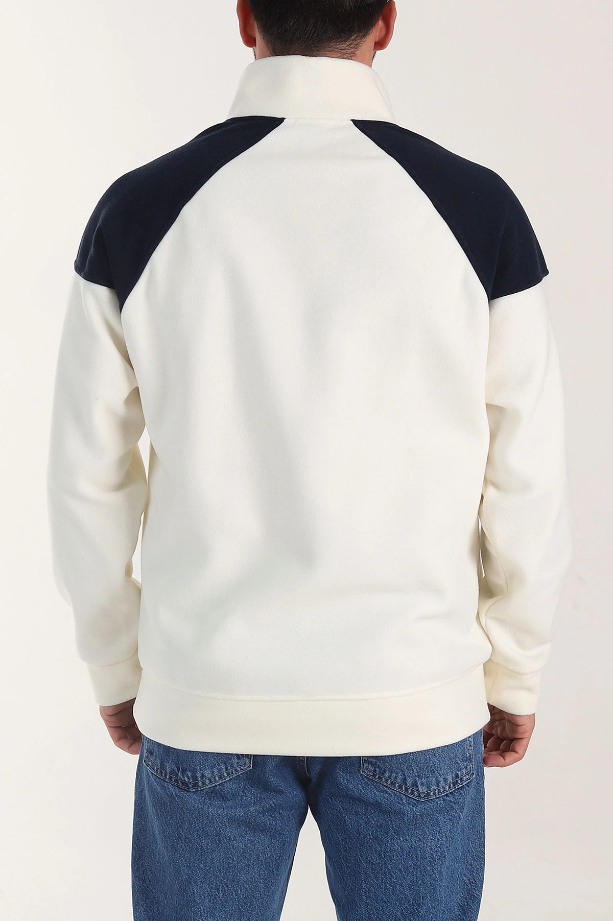 Ekru Fermuarlı Dik Yaka Polar Kumaş Erkek Sweatshirt 404308