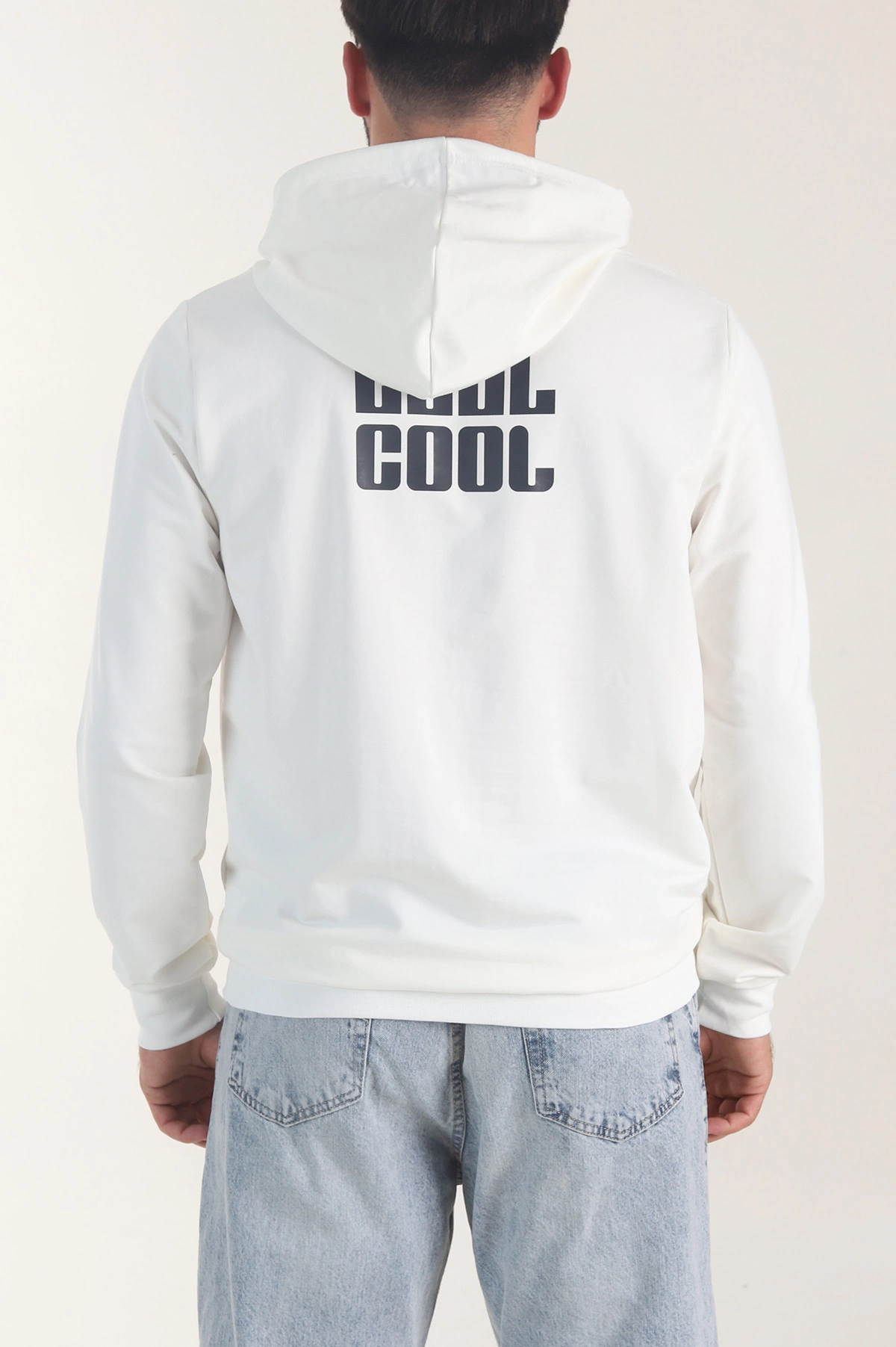 Ekru Kompak Kumaş Baskılı Cepli Erkek Sweatshirt 405618