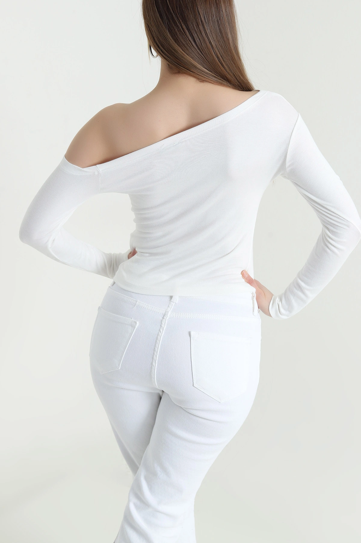Ekru Kuş Gözü Detay Buzzy Kadın Bluz 443616
