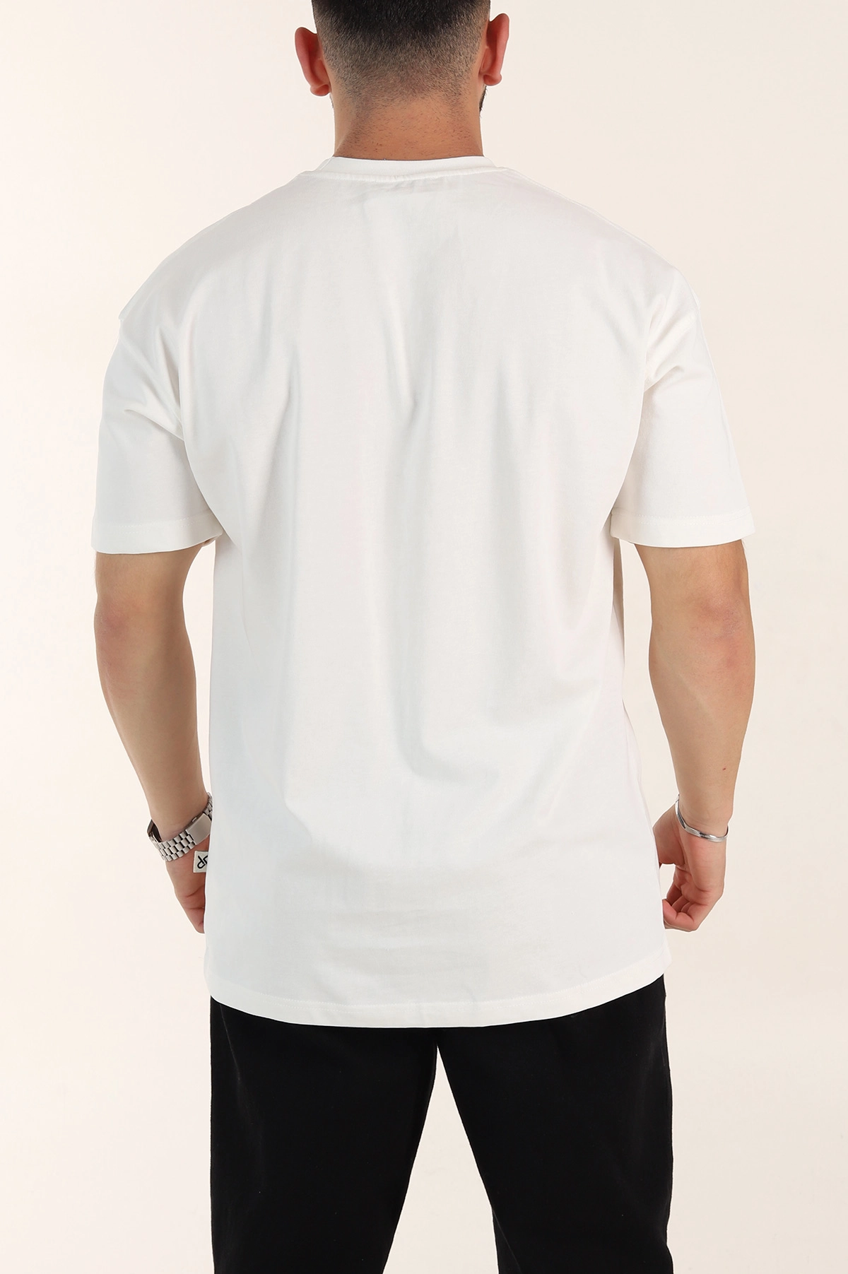 Ekru Oversize Kabartma Detaylı Erkek Tişört 358278
