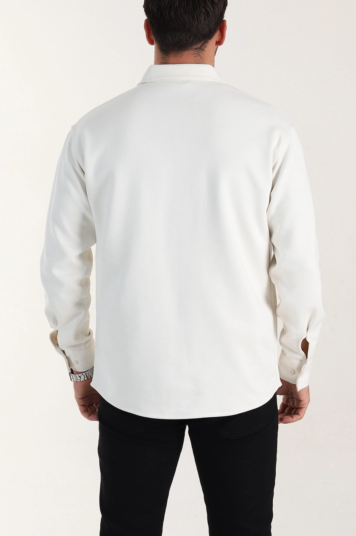 Ekru Regular Fit Süet Ata Yaka Erkek Gömlek 400042