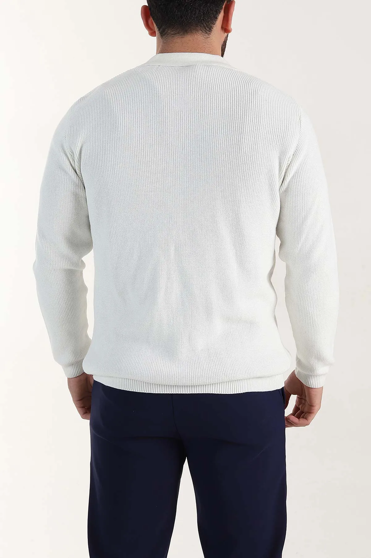 Ekru Relaxed Fit Bambu Erkek Triko Hırka 400161