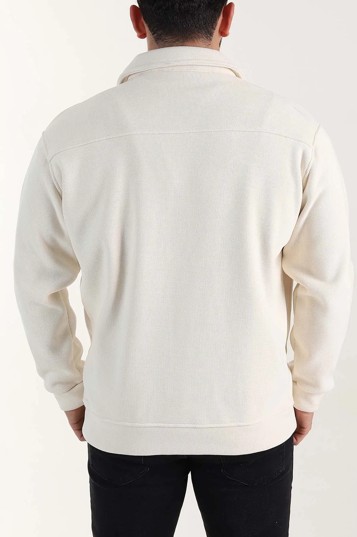 Ekru Relaxed Fit Fitilli Doku İçi Polarlı Erkek Kadife Ceket 399998