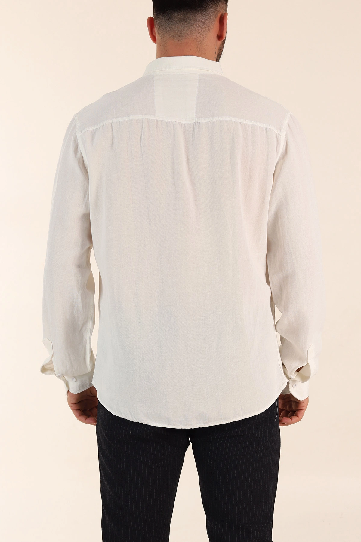 Ekru Relaxed Fit Pamuk Ata Yaka Erkek Gömlek 363818