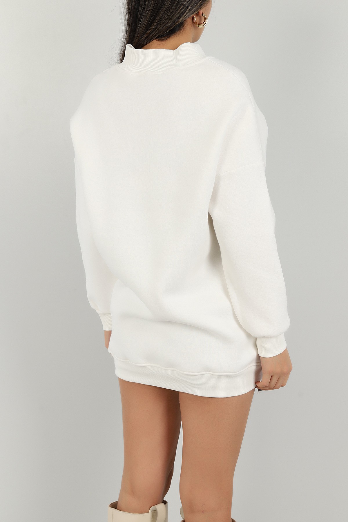 Ekru Şardonlu Sweat Tunik 146084