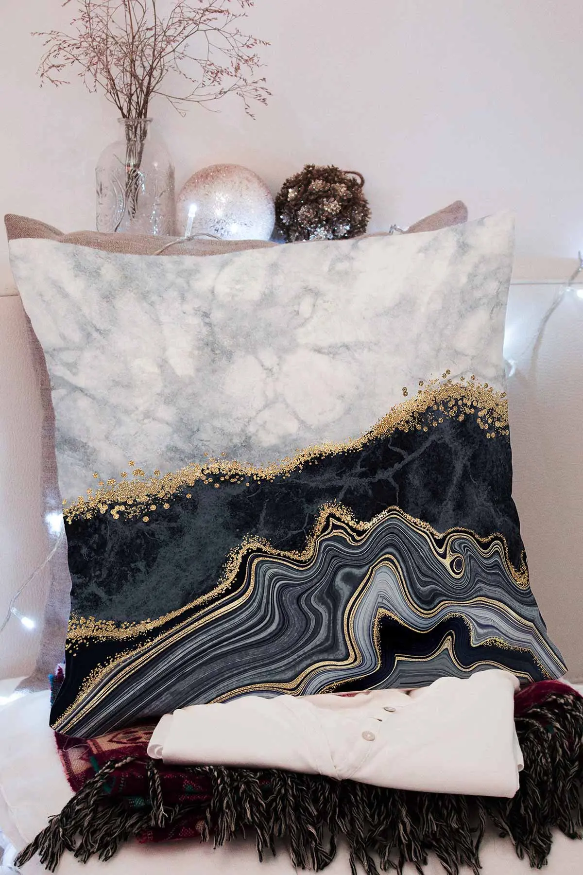 43x43 Dijital Baskılı Fermuarlı Modern Kırlent Kılıfı 308734