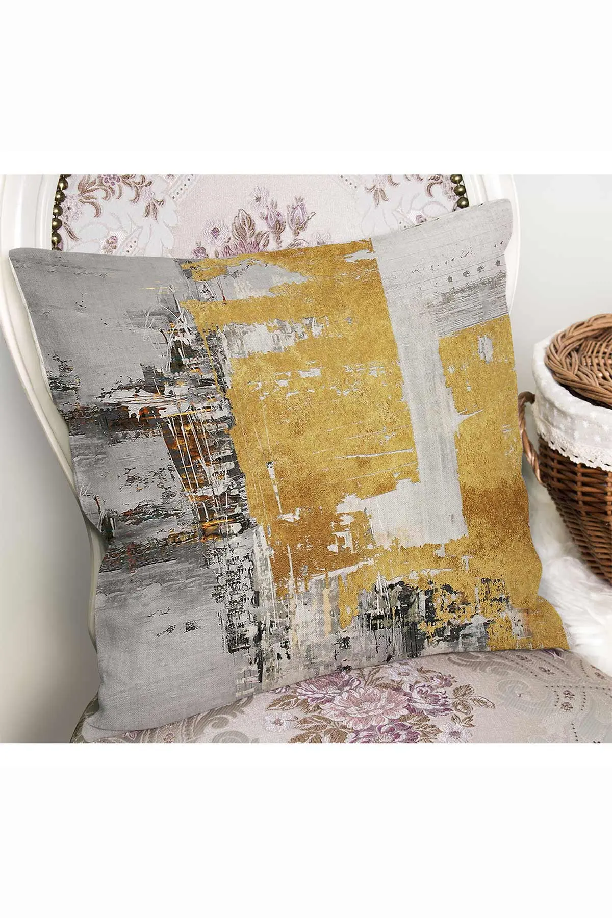 43x43 Dijital Baskılı Fermuarlı Modern Kırlent Kılıfı 308774