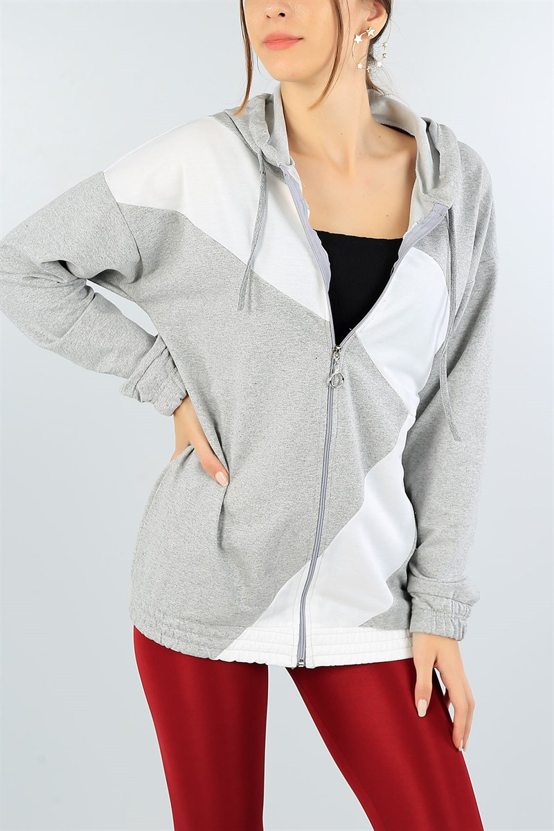 Fermuarlı Beli Lastikli Bayan Sweat 43180