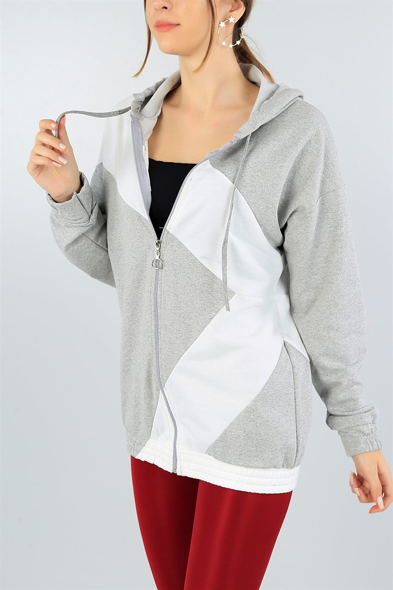Fermuarlı Beli Lastikli Bayan Sweat 43180