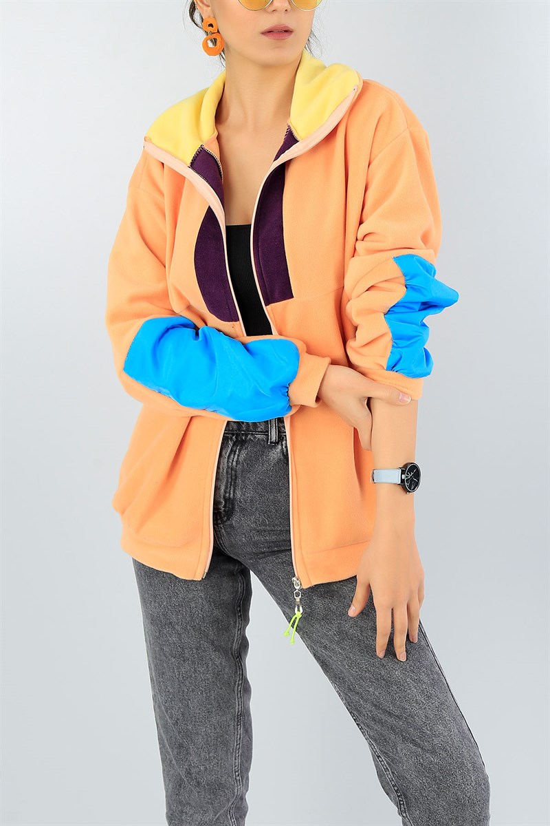 Fermuarlı Pudra Bayan Polar Sweat 45655