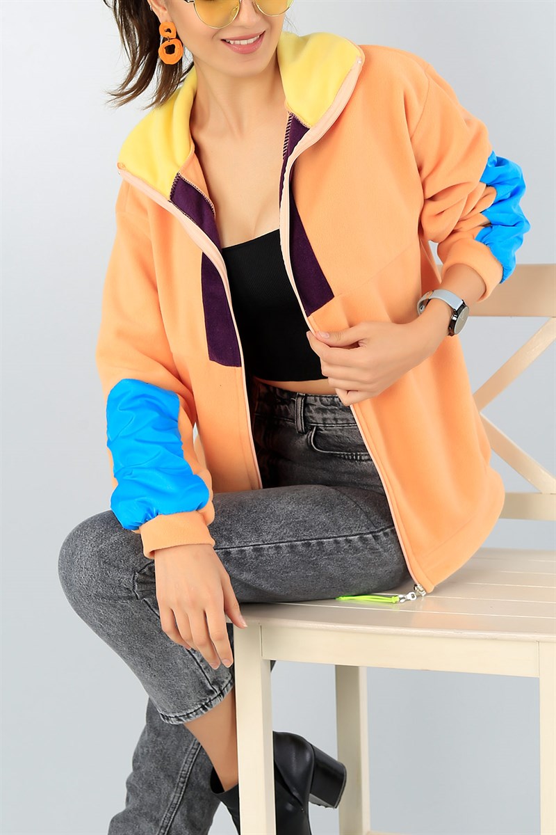 Fermuarlı Pudra Bayan Polar Sweat 45655