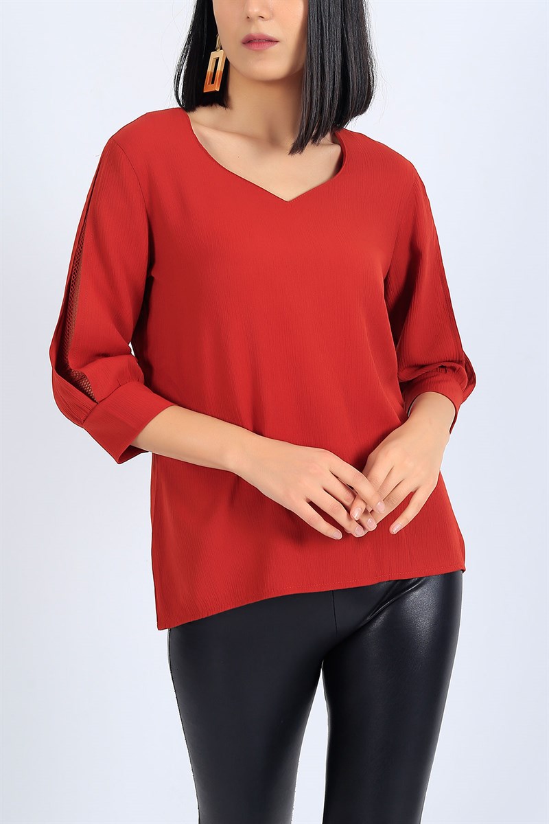 Fileli Kol Kiremit Bluz 26622B