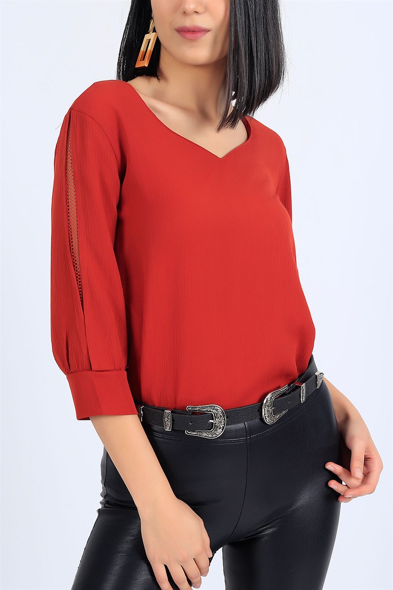 Fileli Kol Kiremit Bluz 26622B