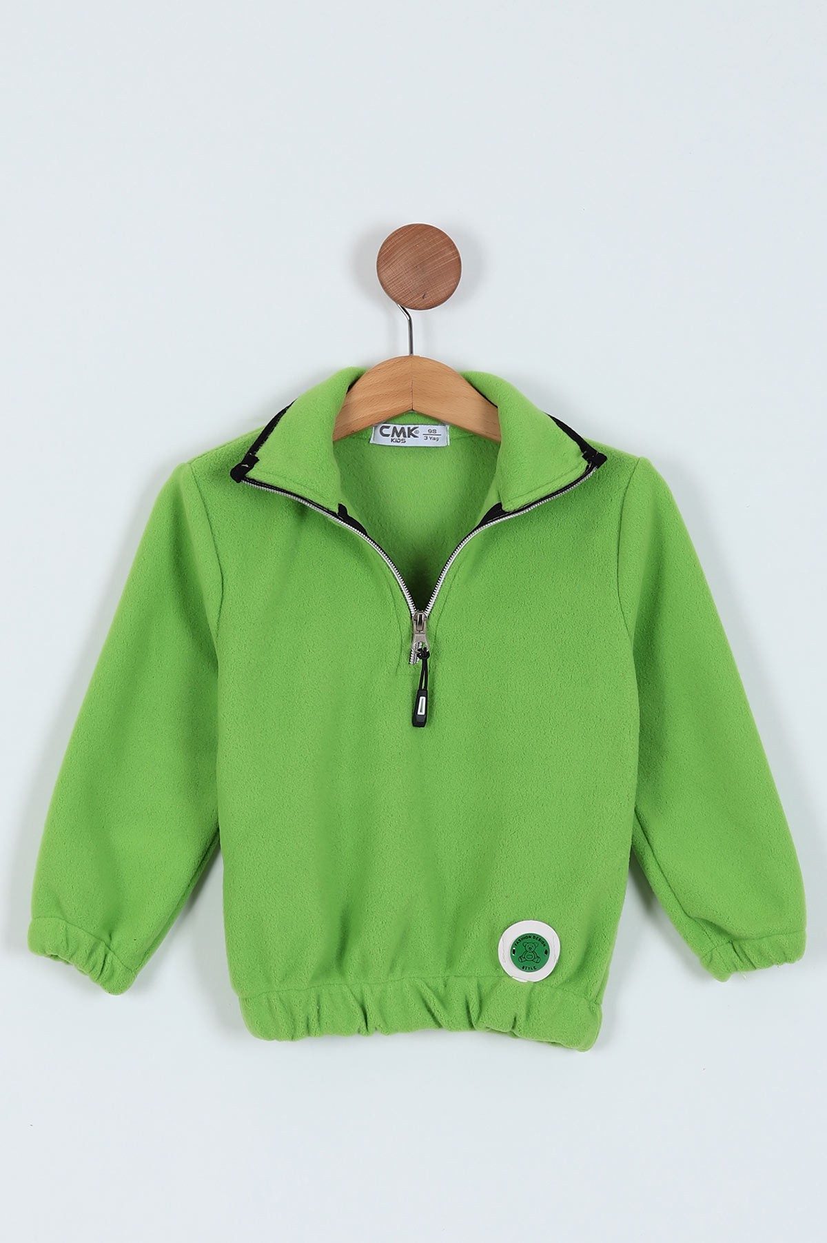 Fıstık Yeşili (8-12 Yaş) Bel Lastikli Yarım Fermuarlı Kız Çocuk Sweat 224457