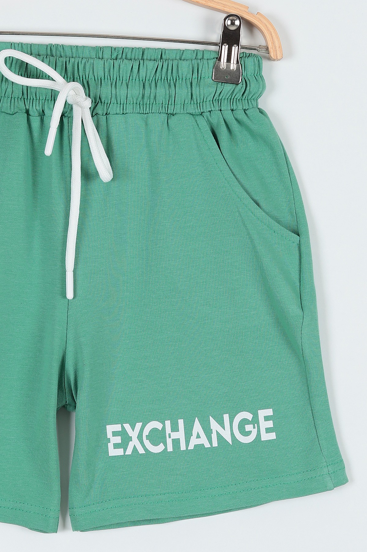 Fıstık Yeşili (9-12 Yaş) Exchange Baskılı Erkek Çocuk Şort 185807