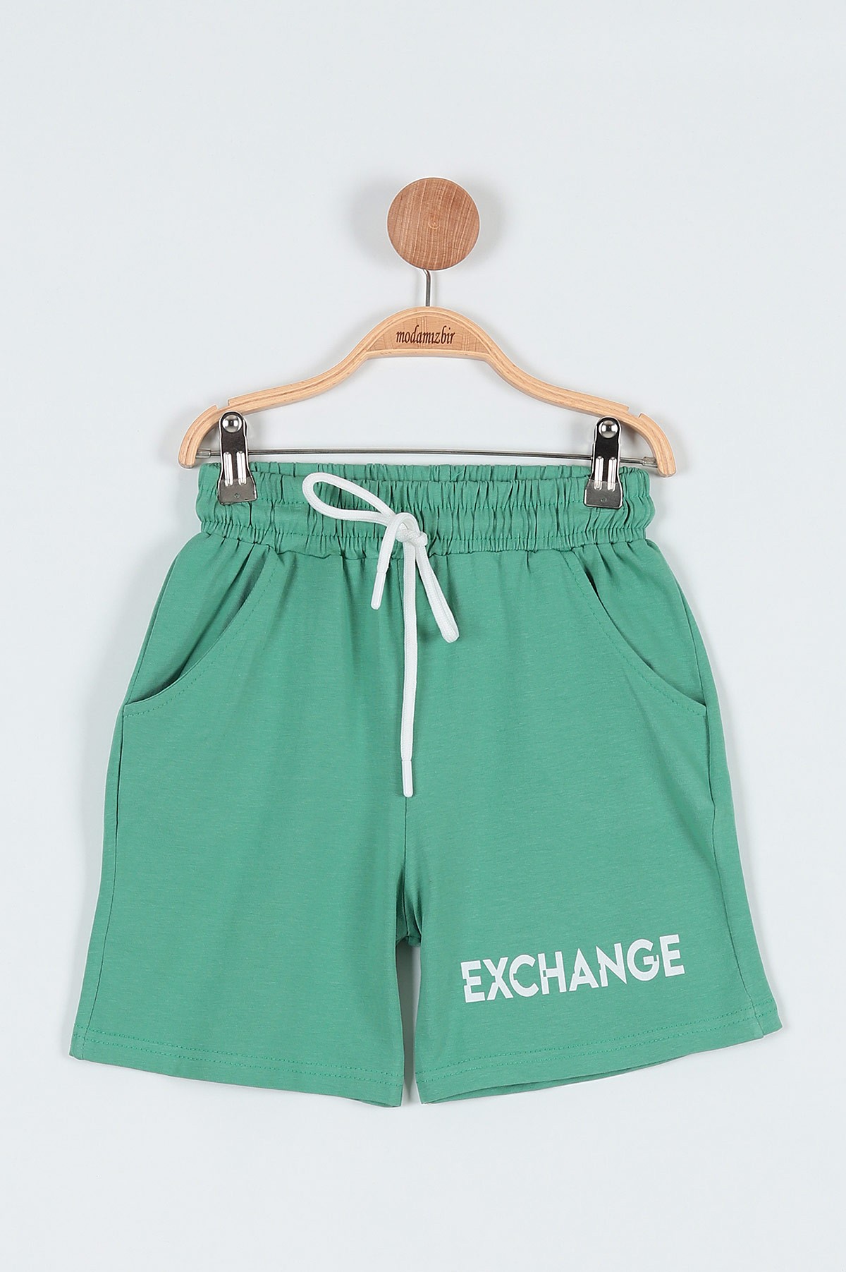 Fıstık Yeşili (9-12 Yaş) Exchange Baskılı Erkek Çocuk Şort 185807