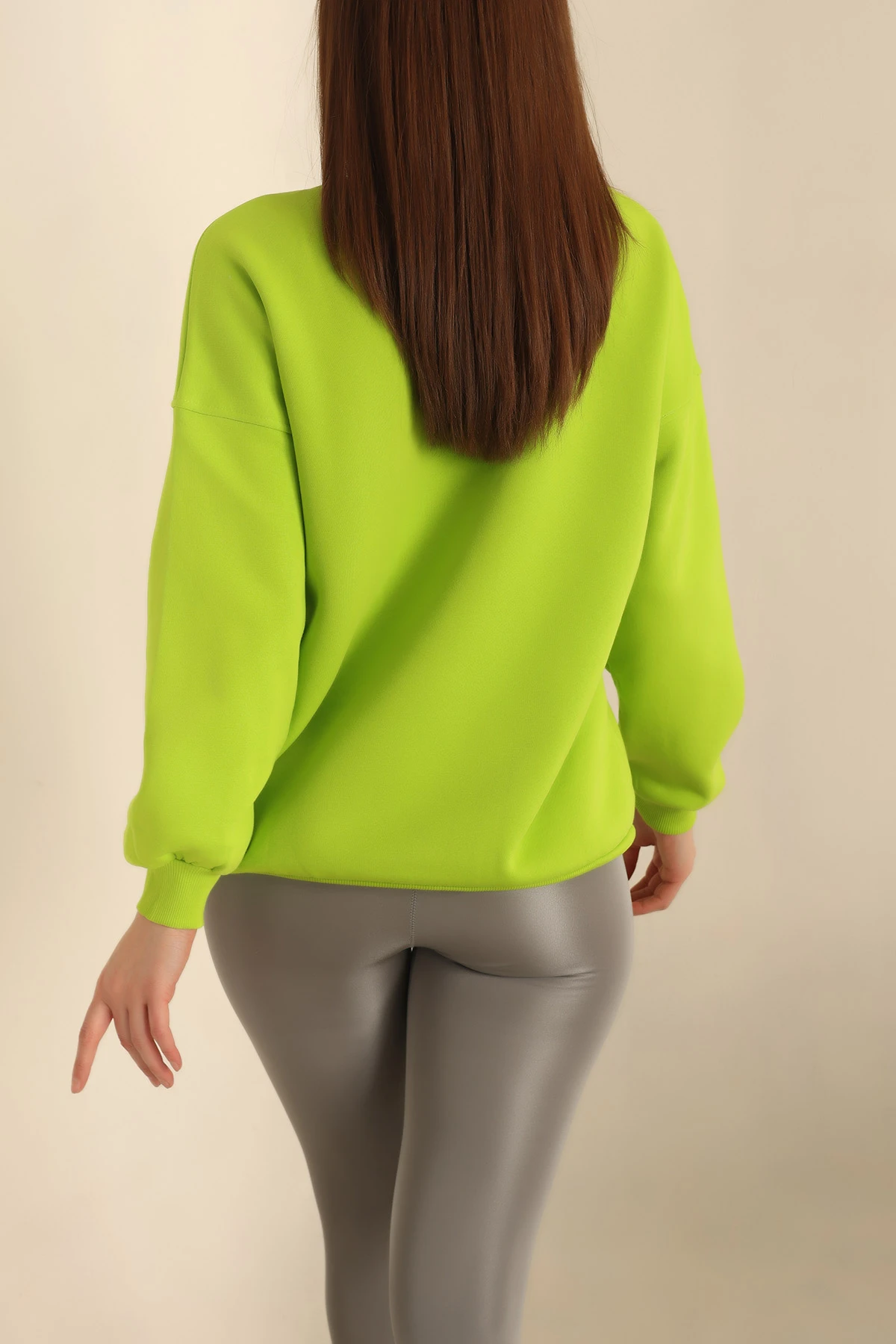 Fıstık Yeşili Nakışlı Şardonlu Bayan Sweat 237627
