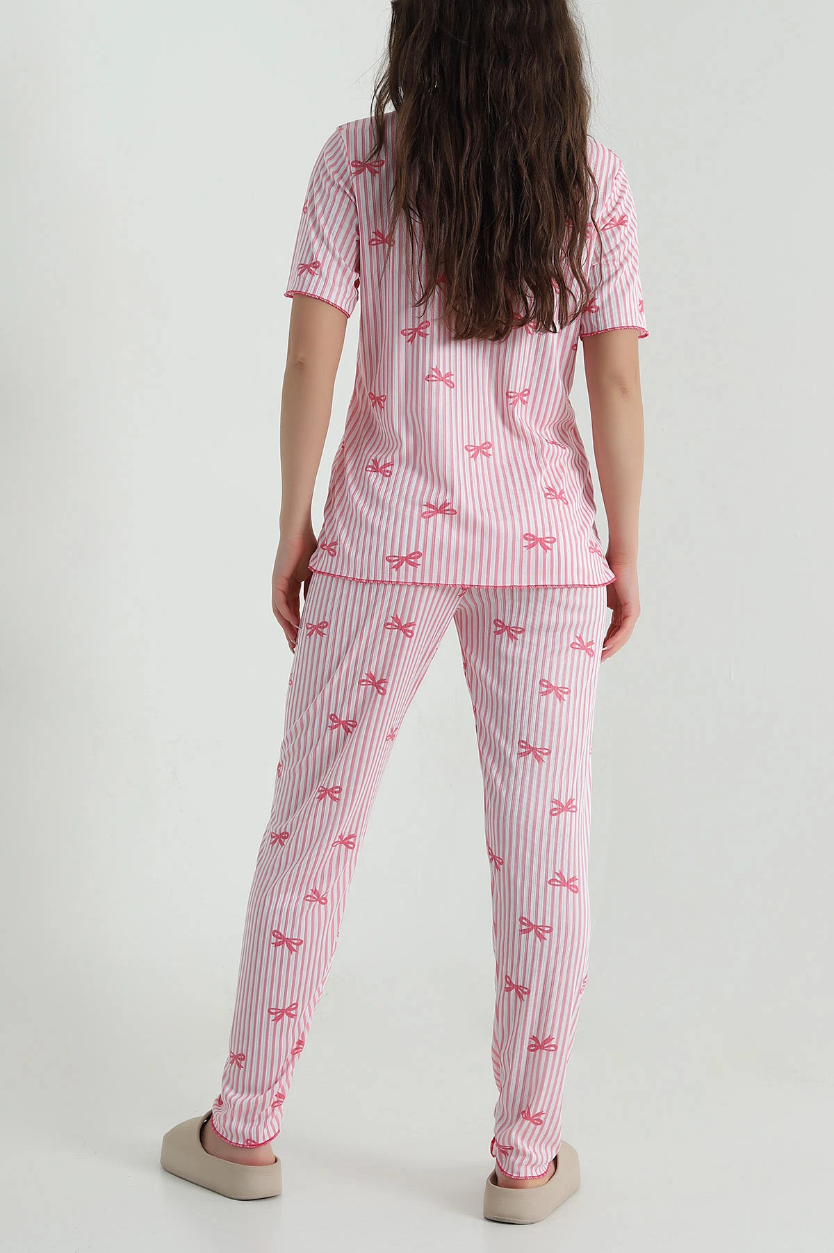 Fitilli Düğmeli Kadın Pijama Takımı 458840