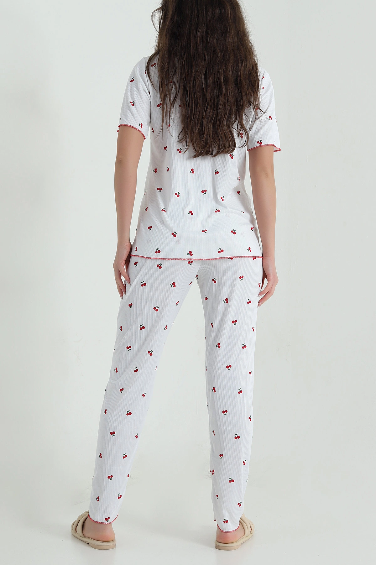 Fitilli Düğmeli Kadın Pijama Takımı 458846