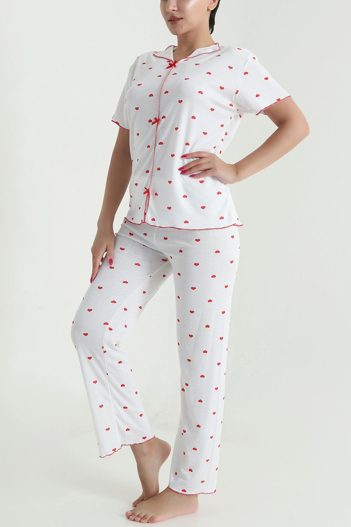 Fiyonklu Kaşkorse Kadın Pijama Takımı 476191