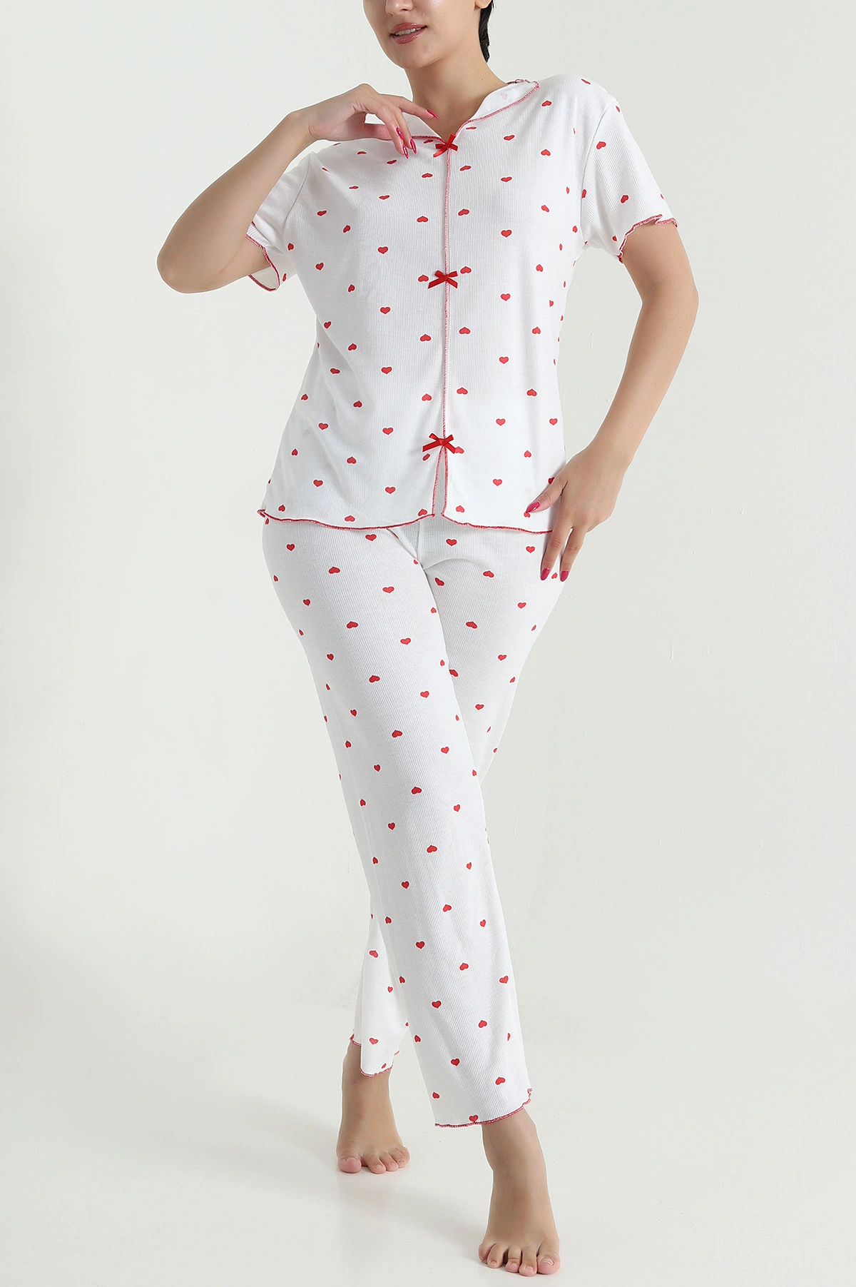Fiyonklu Kaşkorse Kadın Pijama Takımı 476191