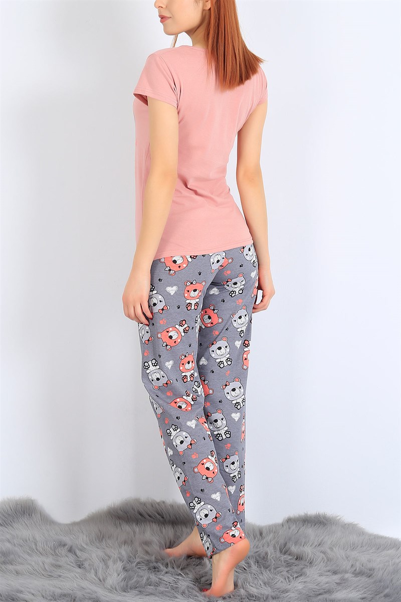Friends Baskılı Gri Pudra Pijama Takımı 25500B