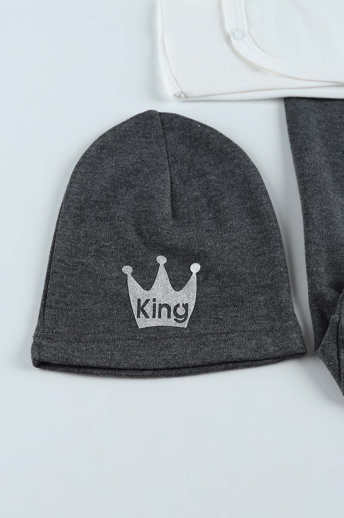 Füme (0-6 Ay) King Nakışlı Çıtçıtlı Erkek Bebe Takım 201173