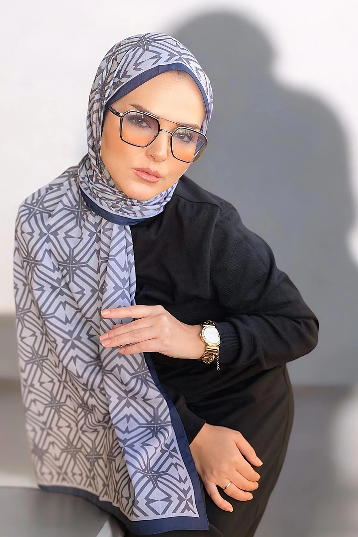 Füme 180X70 cm Dijital Baskı Baryy Desenli Pamuk Şal 331652