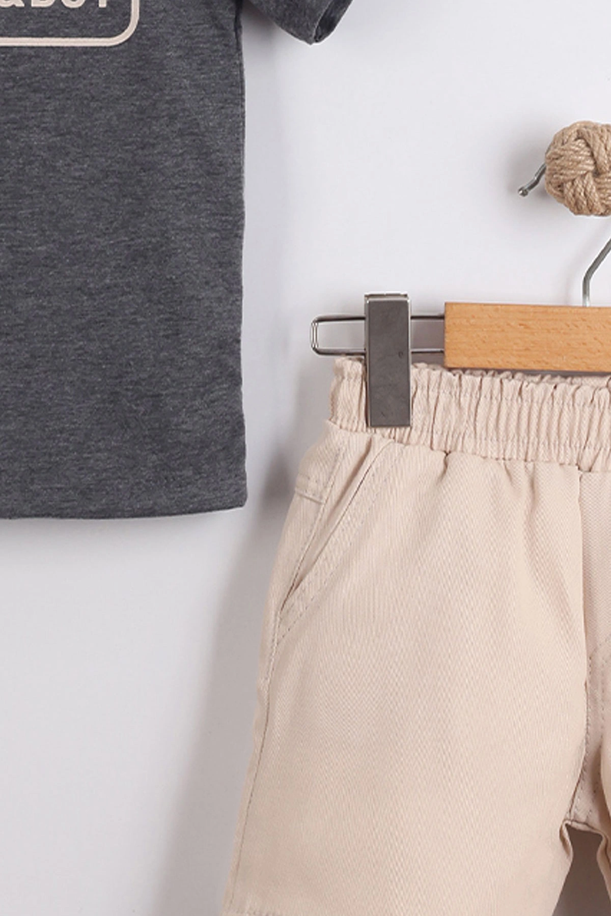 Füme (2-10  Yaş) Polo Yaka Cool Boy Baskılı Tişörtlü Gabardin Şortlu Erkek Çocuk Yazlık 2'li Takım 454619