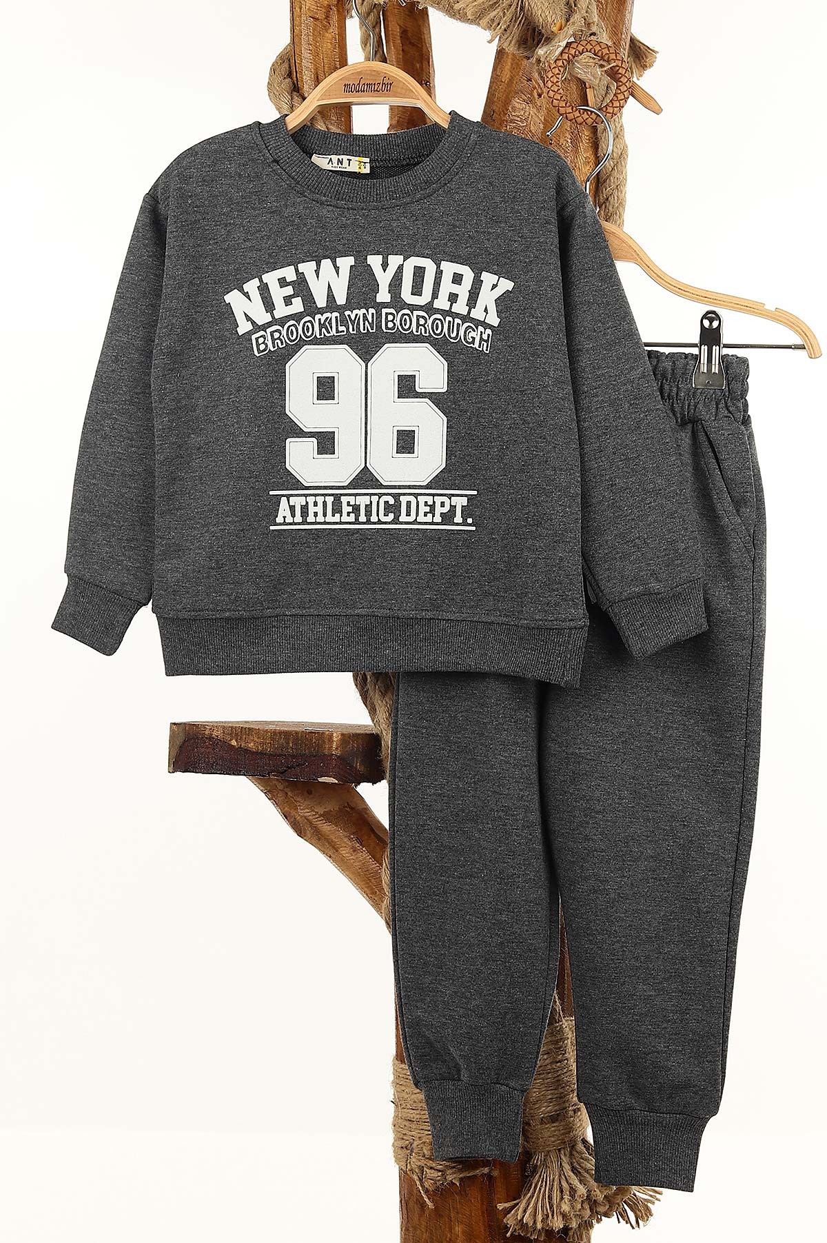 Füme (3-7 Yaş) Newyork Brooklyn Baskılı iki İp Erkek Çocuk Takım 147828