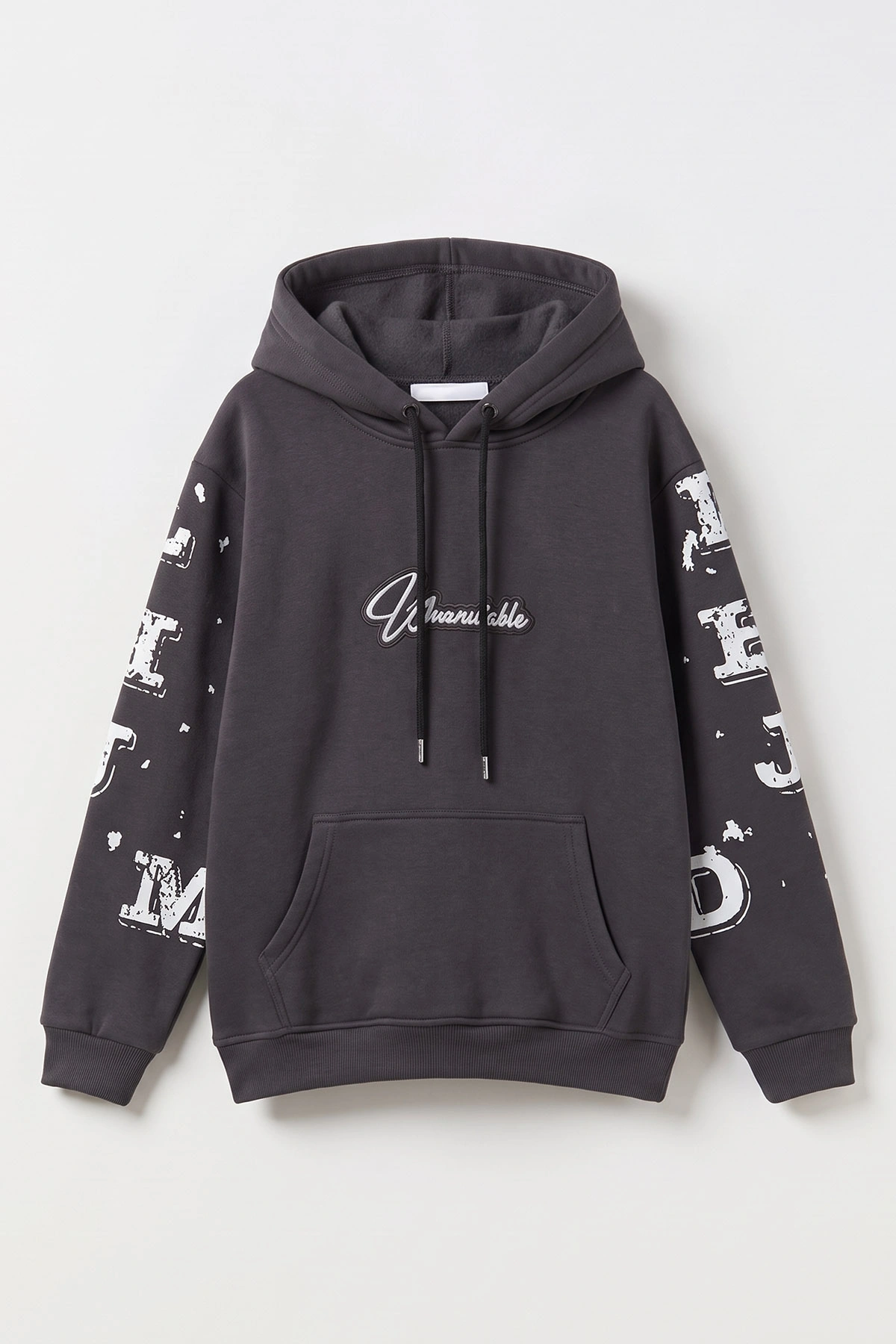 Füme (4-12 Yaş) Nakışlı Kapüşonlu ve Kanguru Cepli  3 İp Şardonlu Erkek Çocuk Sweatshirt 496875