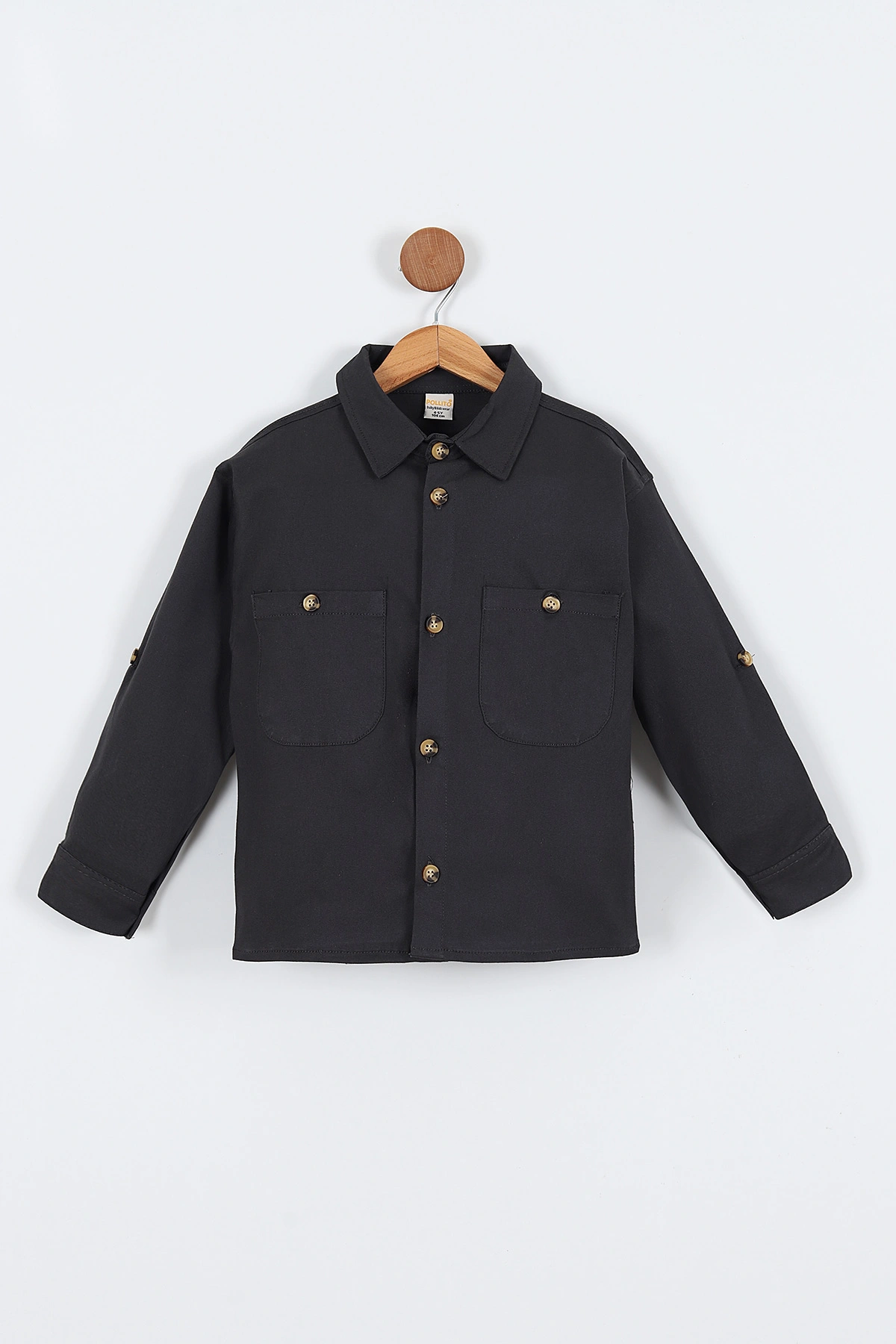 Füme (5-14 Yaş) Çift Cepli Oversize Kalıp Erkek Çocuk Gabardin Gömlek 323439