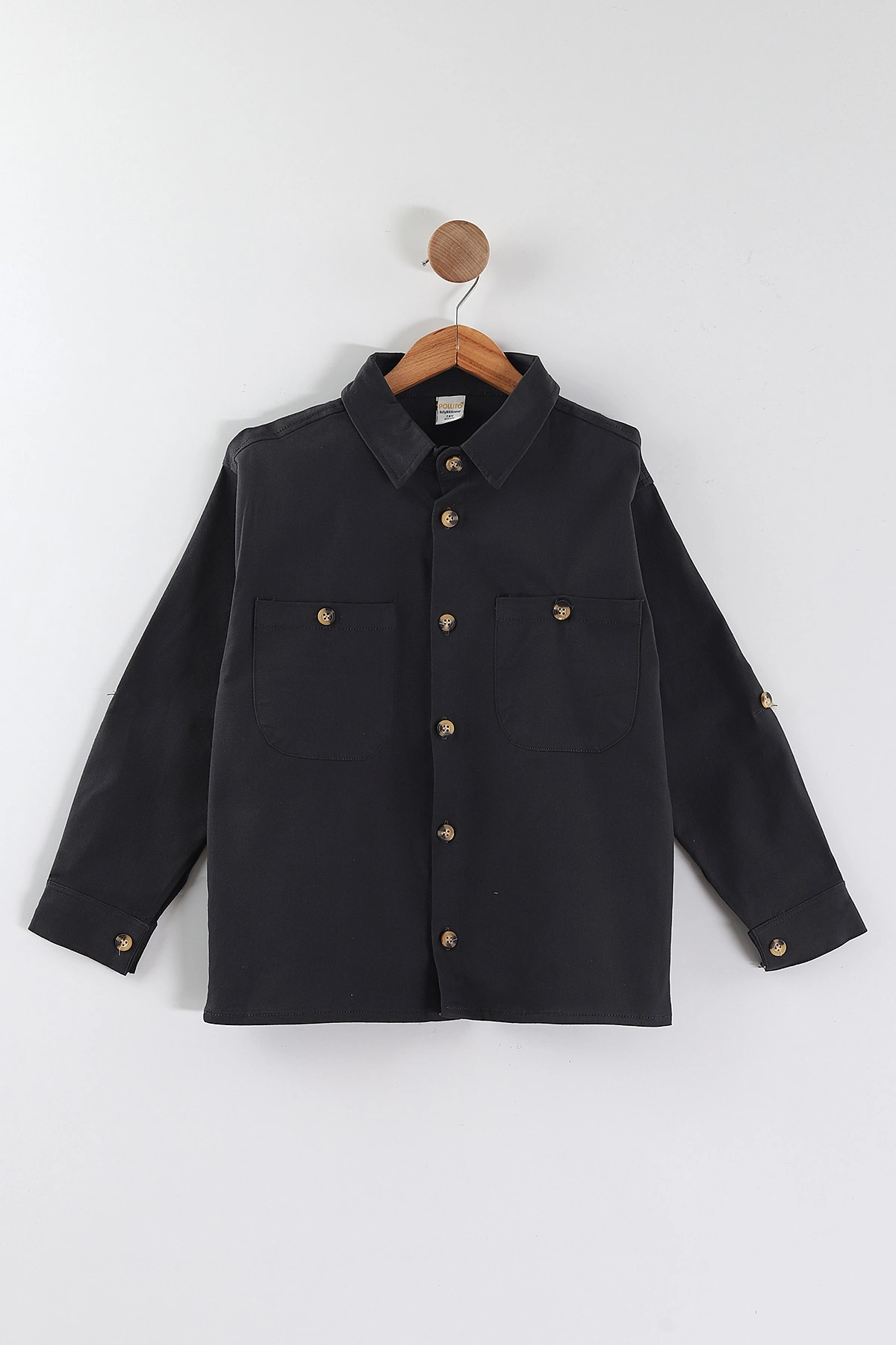 Füme (4-13 Yaş)  Çift Cepli Oversize Kalıp Erkek Çocuk Gabardin Gömlek 442189