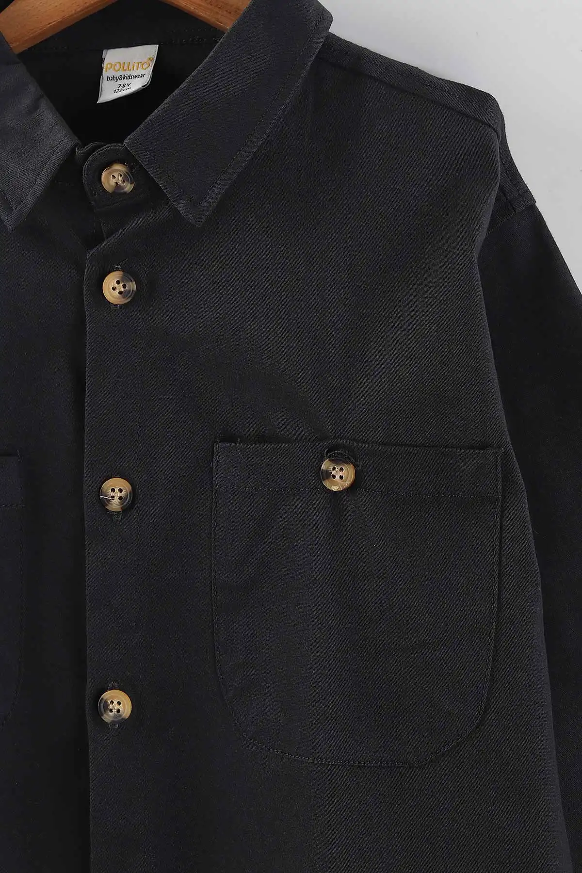 Füme (4-13 Yaş)  Çift Cepli Oversize Kalıp Erkek Çocuk Gabardin Gömlek 442189