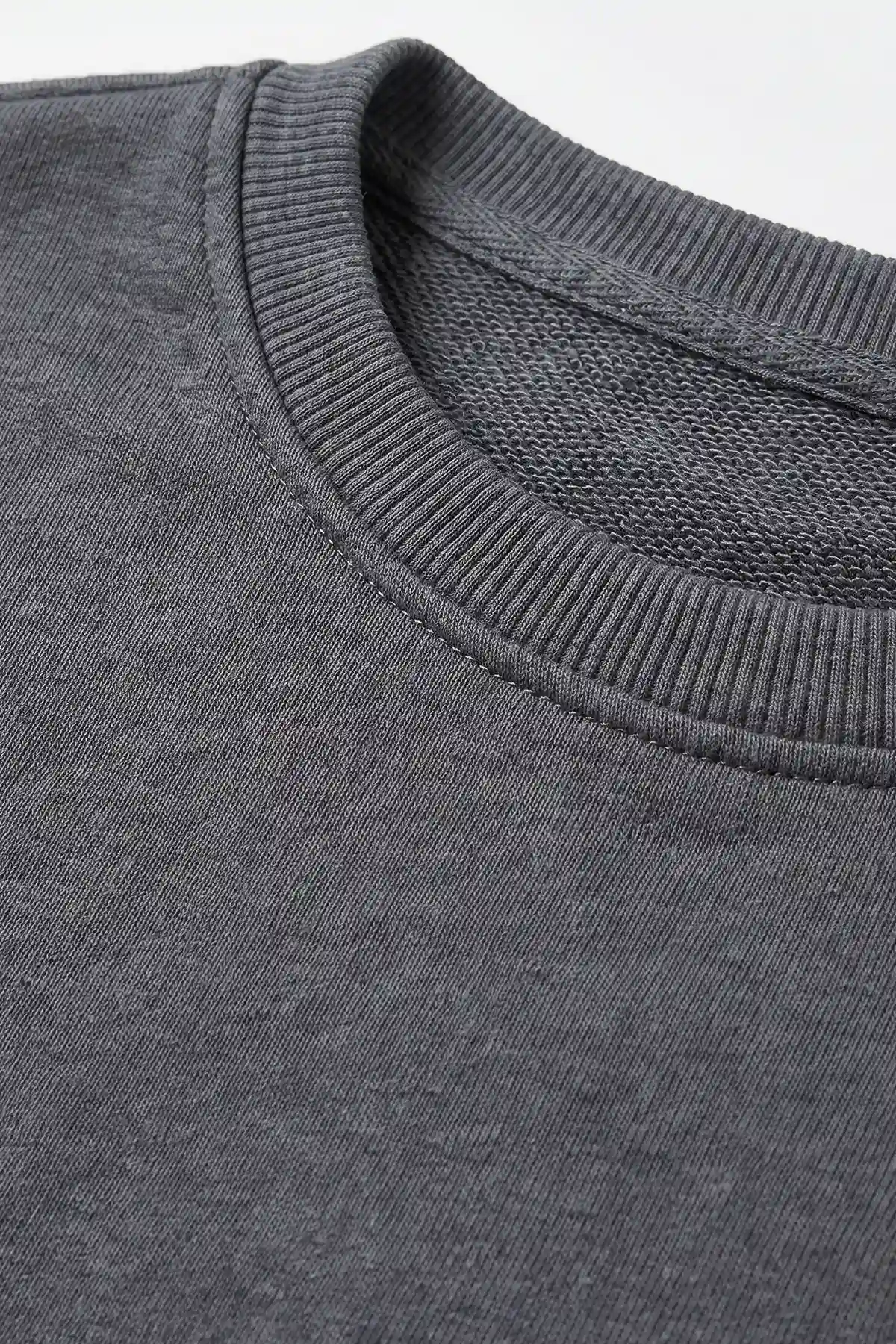 Füme (5-12 Yaş) Baskısız   Düz 3 İp Şardonlu Erkek Çocuk Sweatshirt 483590