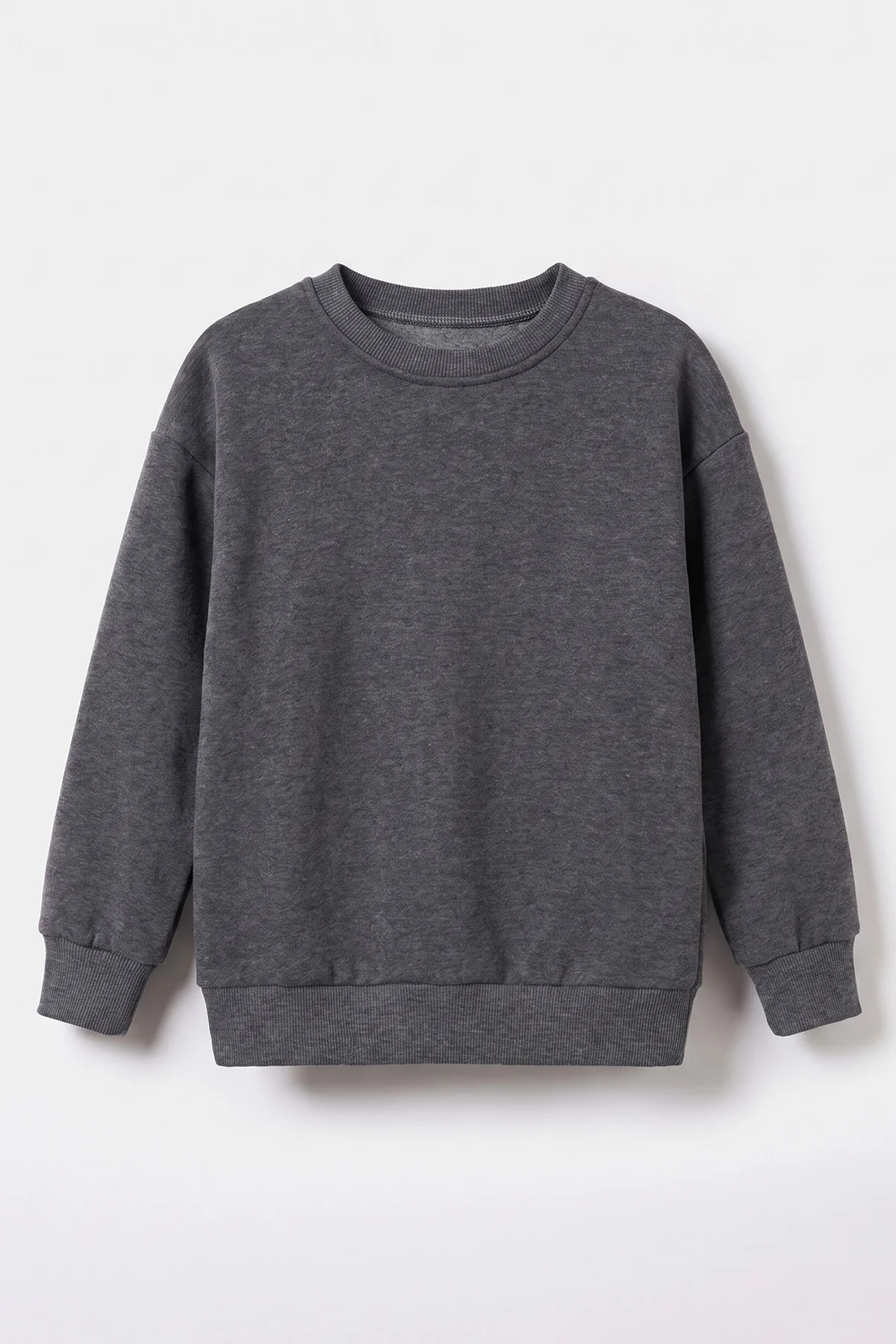Füme (5-12 Yaş) Baskısız Düz 3 İp Şardonlu Erkek Çocuk Sweatshirt 483590
