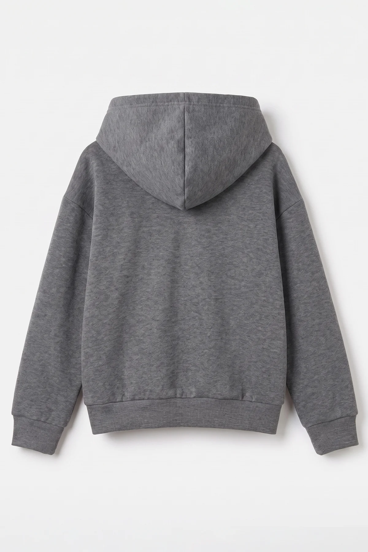 Füme (5-12 Yaş) Baskısız Fermuarlı Kapüşonlu 3 ip Şardonlu Erkek Çocuk Sweatshirt 483578