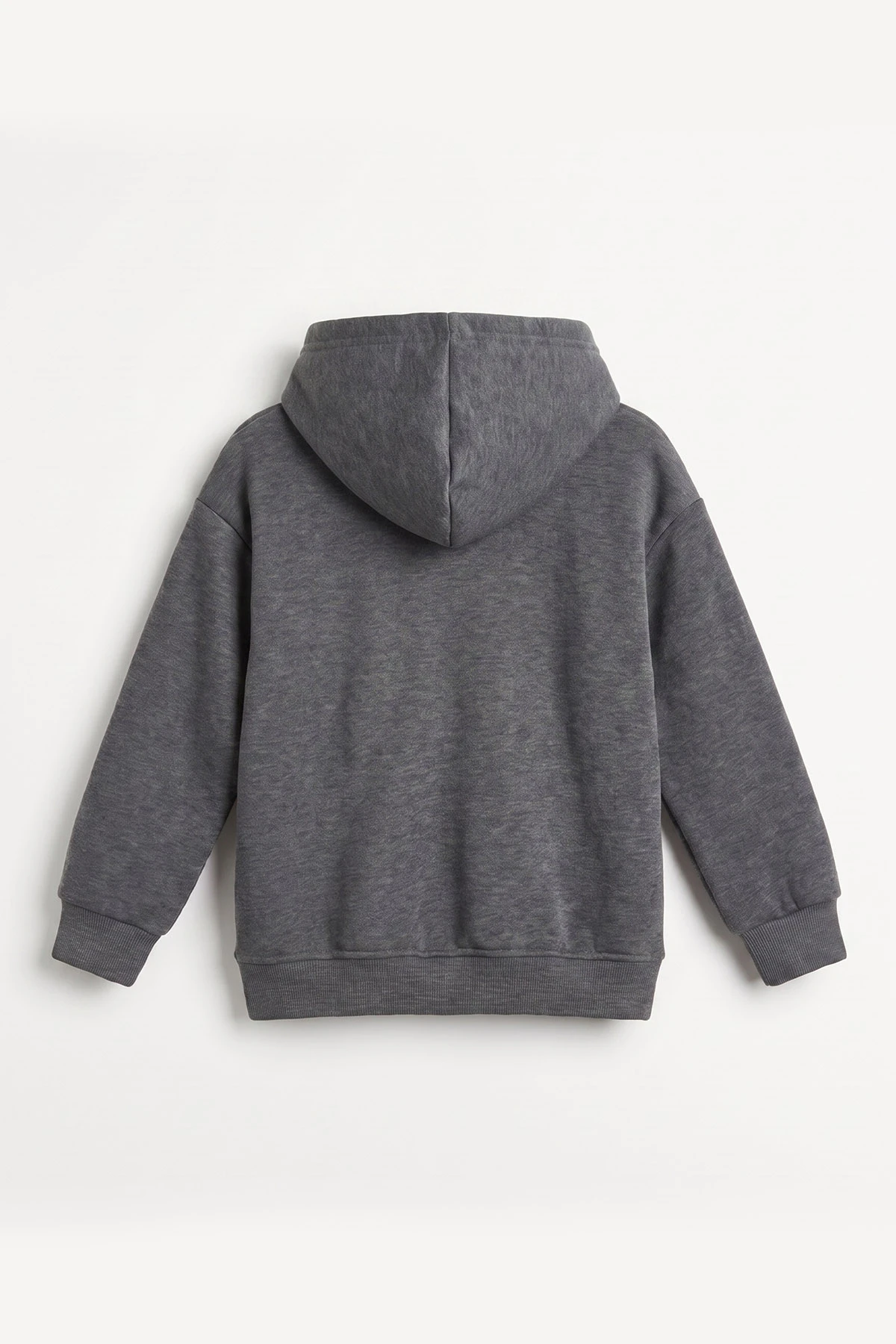Füme (5-12 Yaş) Baskısız Kapüşonlu 3 İp Şardonlu Erkek Çocuk Sweatshirt 481765