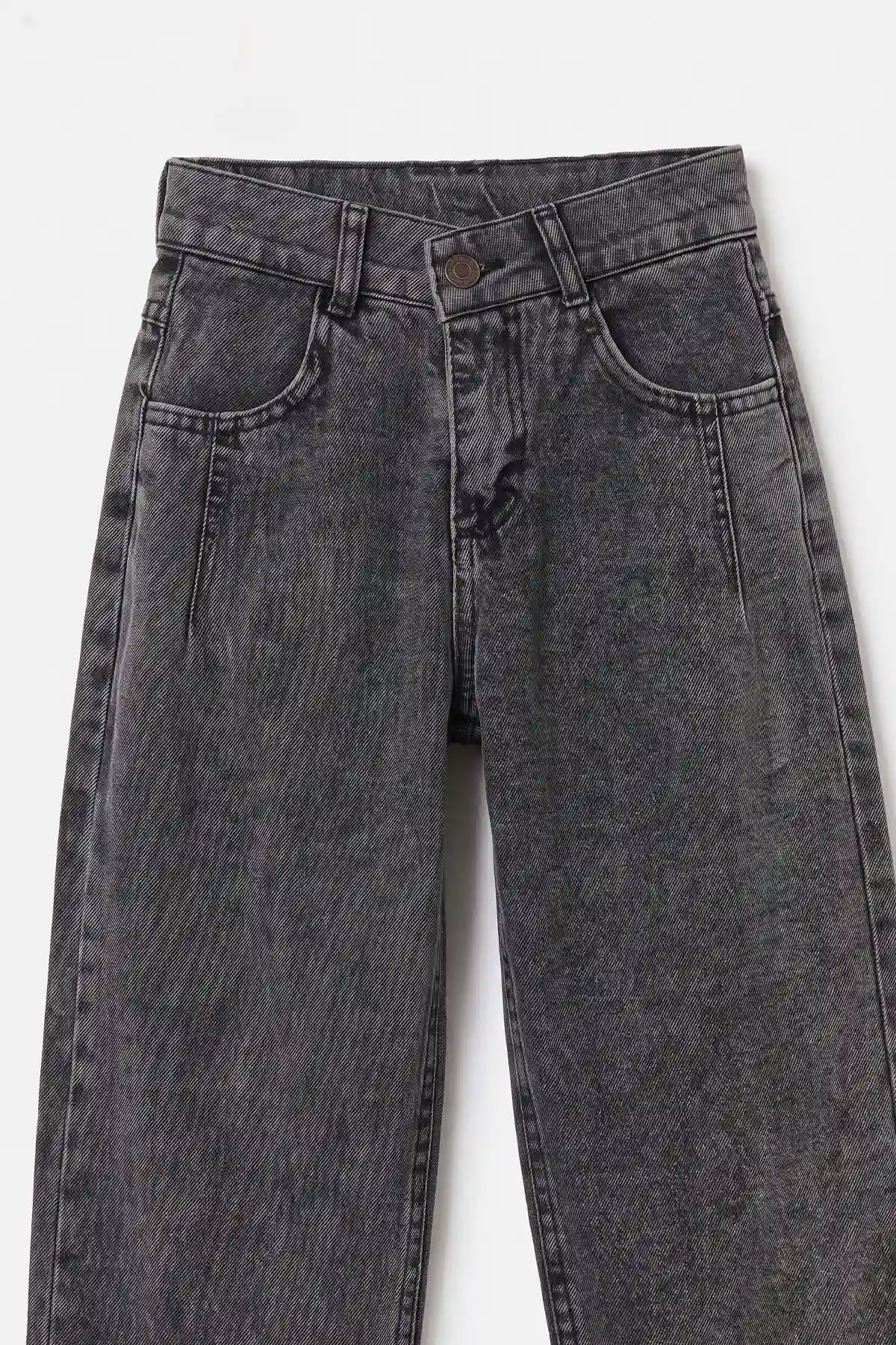 Füme (5-12 Yaş) Pensli Baggy Erkek Çocuk Kot Pantolon 490869