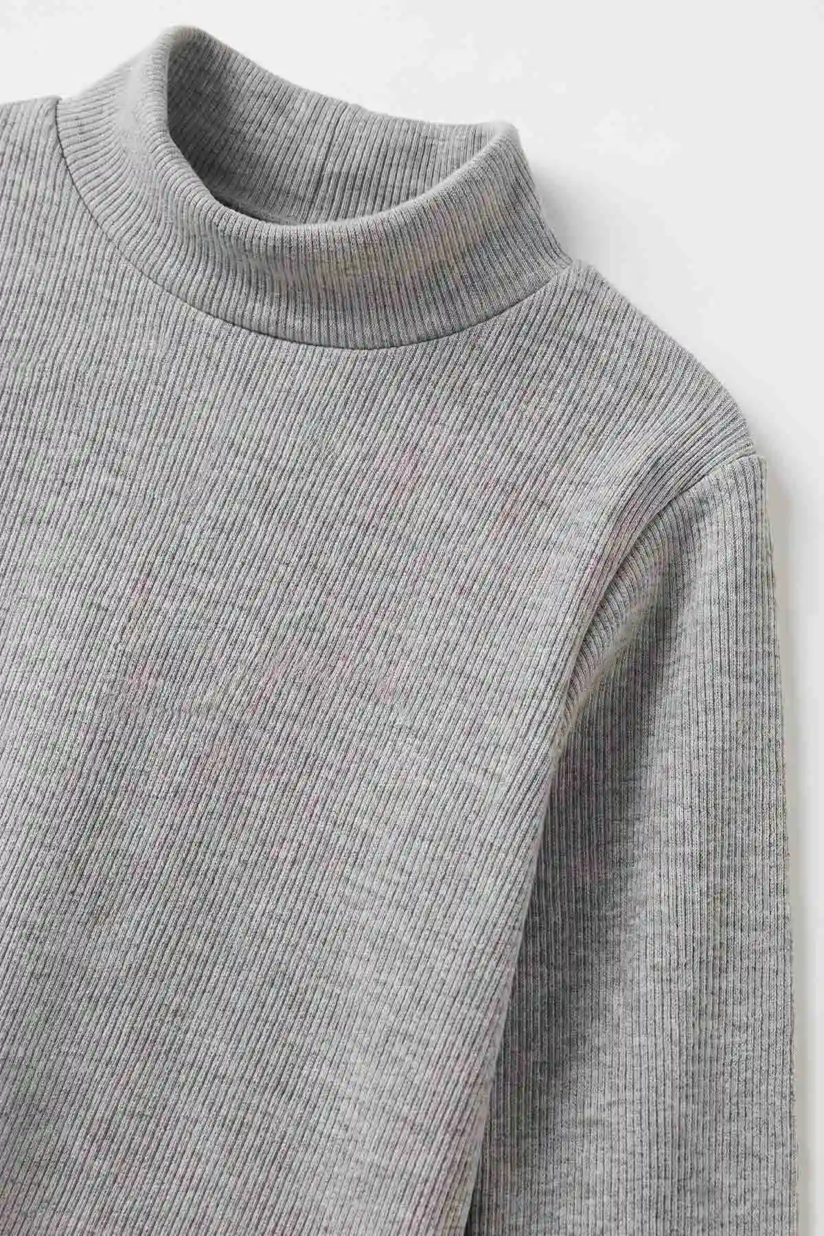 Füme (5-12 Yaş) Yarım Balıkçı Yaka Kaşkorse Kız Çocuk Body Sweatshirt 493212