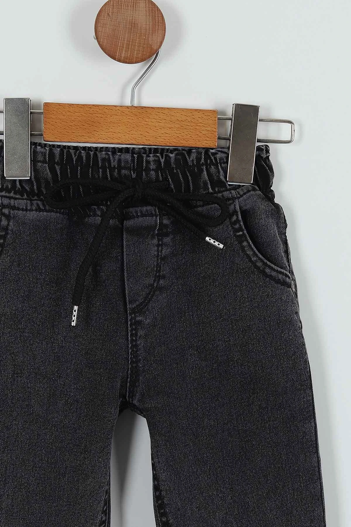 Füme (8-12 Yaş) Bel ve Paça Lastikli Erkek Çocuk Kot Pantolon 252366