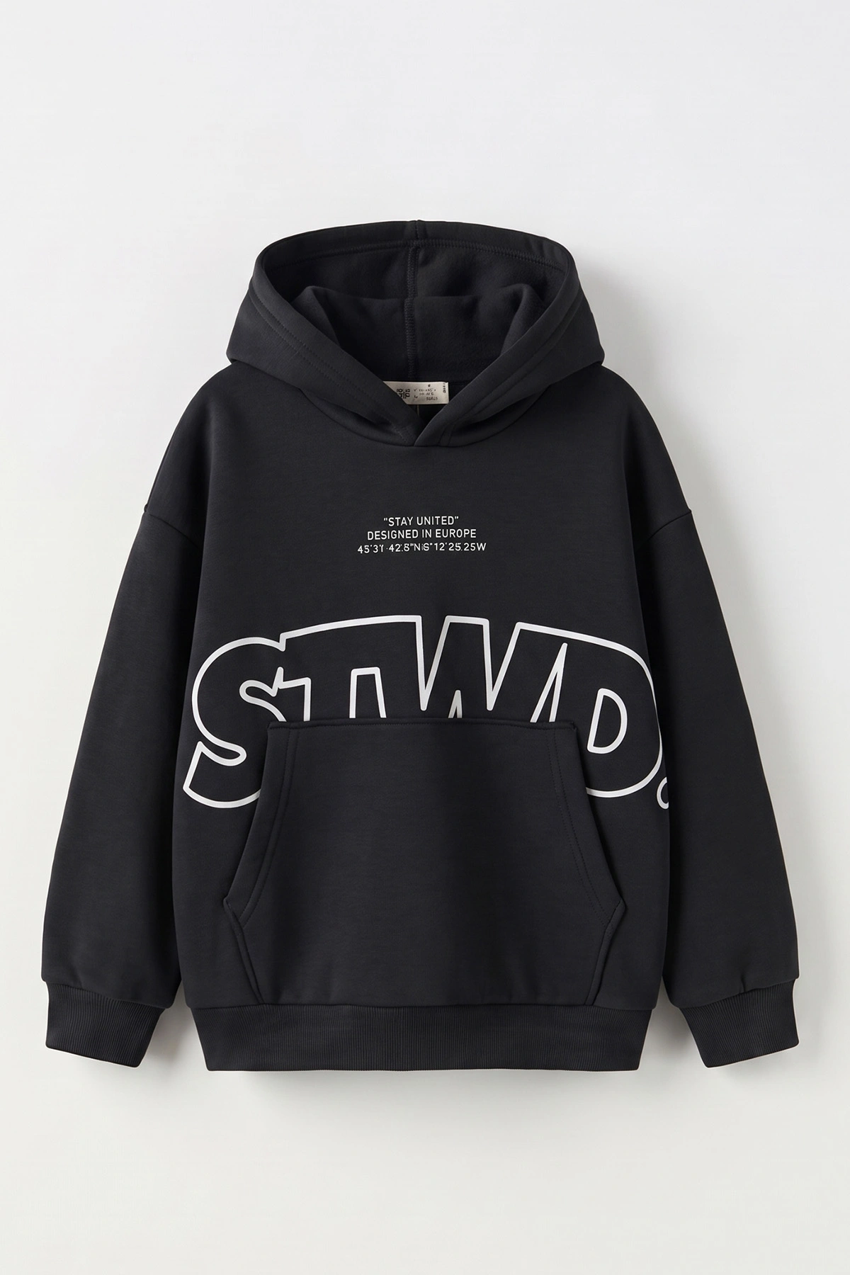 Füme (9-16 Yaş) Kapüşonlu İçi Şardonlu Erkek Çocuk Sweatshirt 500376