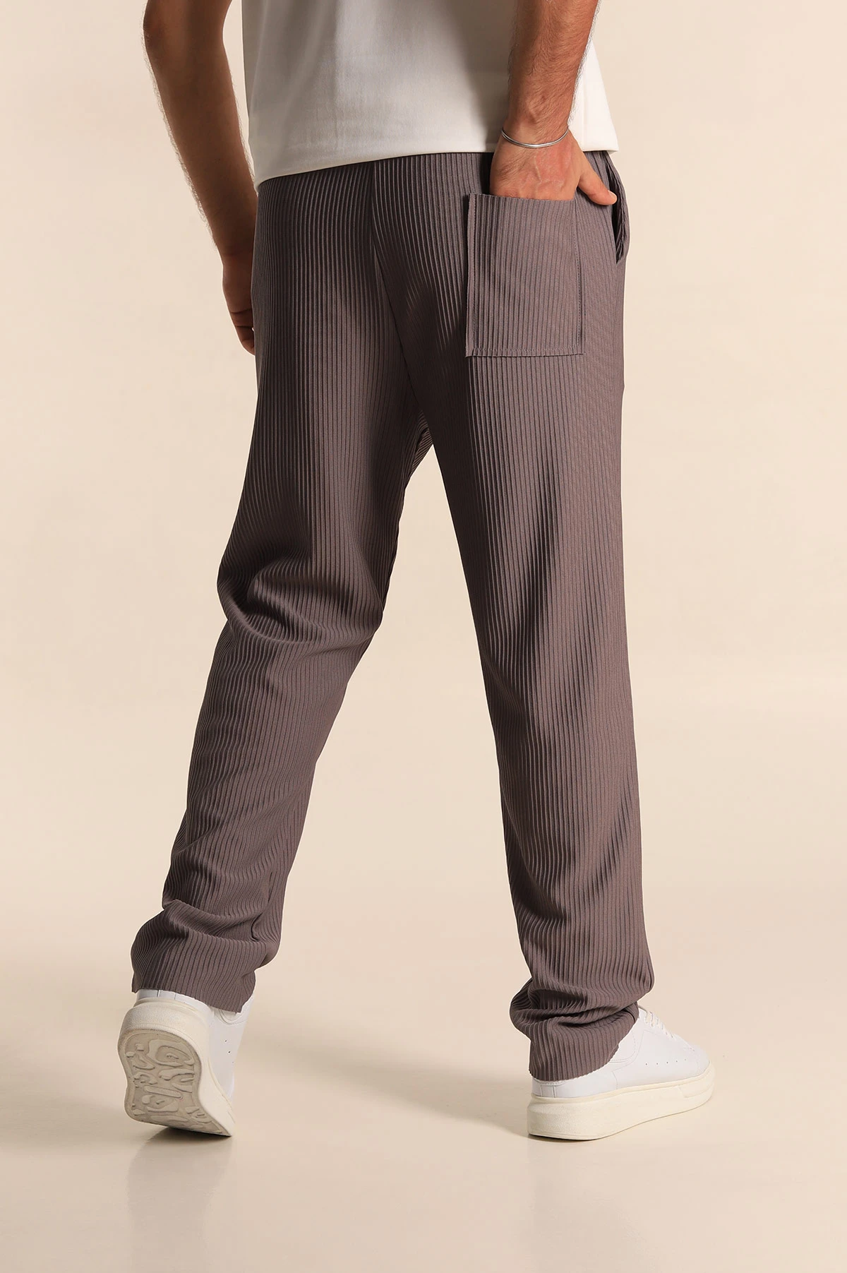 Füme Baggy Fit Bel Bağlamalı Kesik Paça Erkek Jogger Pantolon 280073