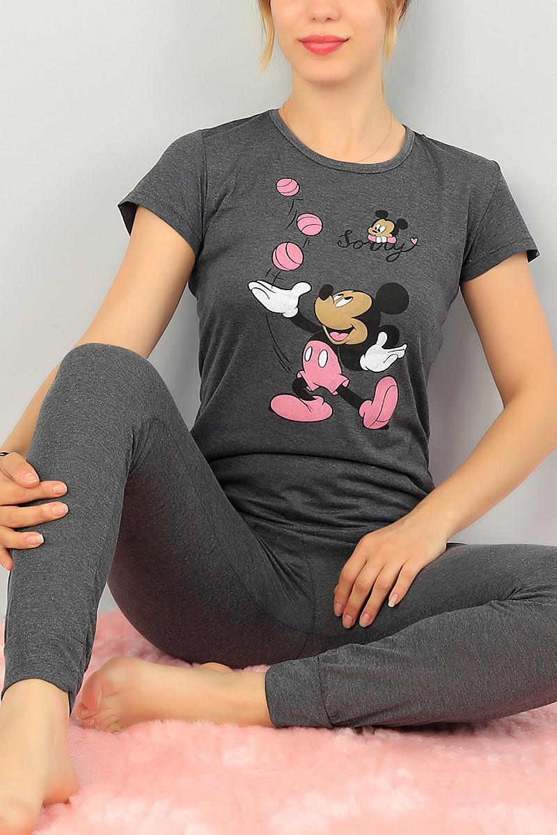 Füme Baskılı Bayan Pijama Takımı 67381
